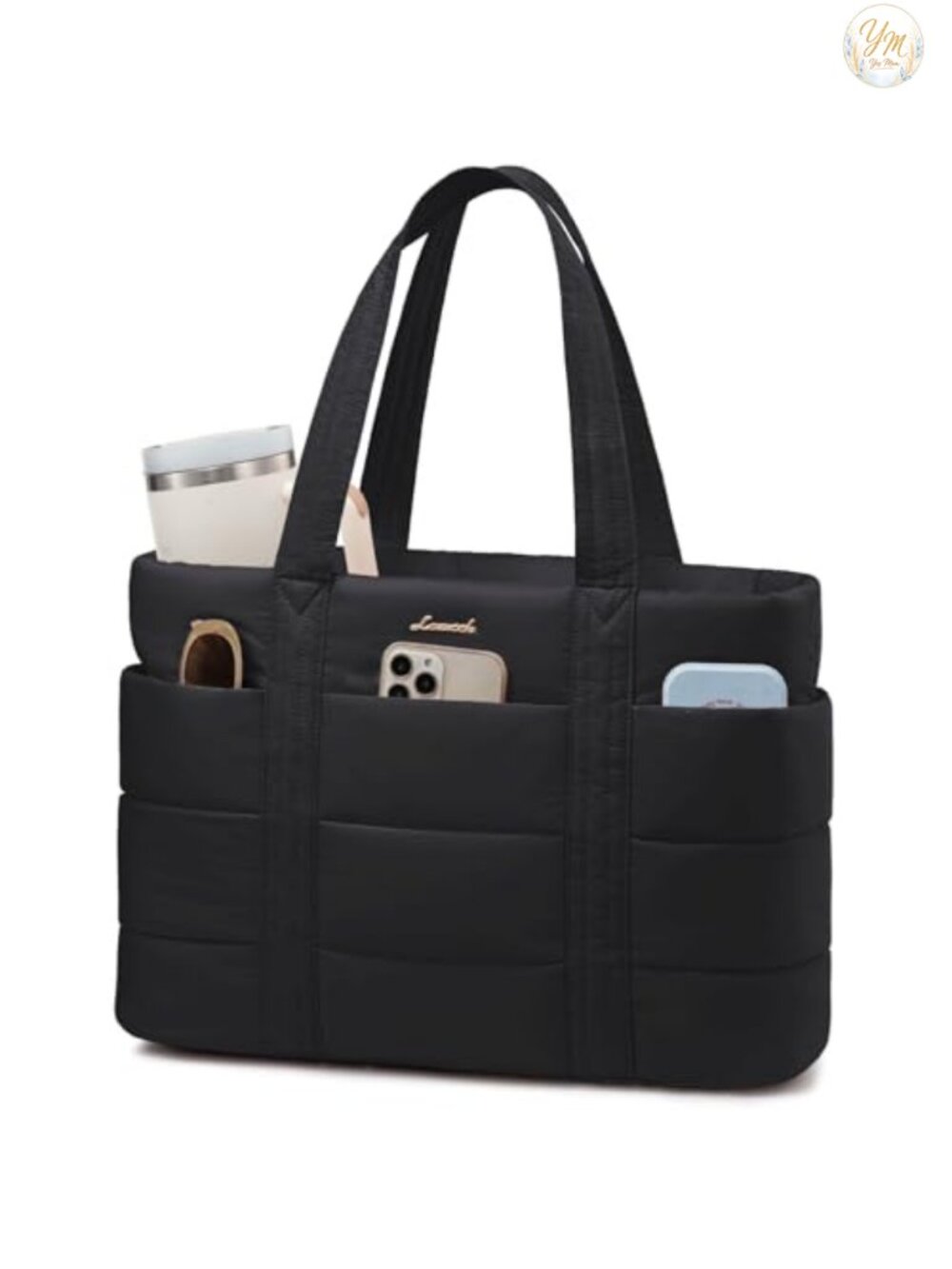 Lightweight Puffer Tote Bag for Women, Large Work Tote Fits 17.3 Inch Laptop,
